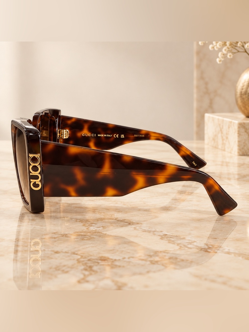 Gucci GG2039S Tortoiseshell Sunglasses with Gold Logo Accent